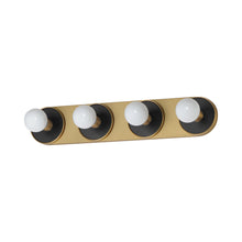 Load image into Gallery viewer, Hollywood Wall Light in Black/Natural Aged Brass (4-Light).
