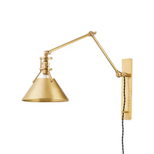 Load image into Gallery viewer, Metal No.2 Swing Arm Wall Light in Aged Brass.
