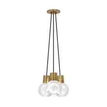 Load image into Gallery viewer, Mina 3-Light LED Pendant Light in Black/Aged Brass.
