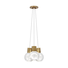 Load image into Gallery viewer, Mina 3-Light LED Pendant Light in White/Aged Brass.
