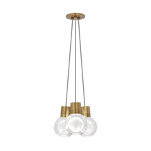 Load image into Gallery viewer, Mina 3-Light LED Pendant Light in Gray/Aged Brass.
