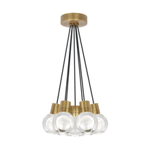 Load image into Gallery viewer, Mina 7-Light LED Pendant Light in Black/Aged Brass.
