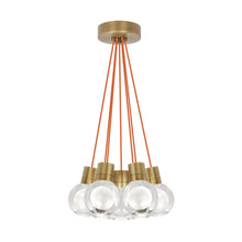 Load image into Gallery viewer, Mina 7-Light LED Pendant Light in Orange/Aged Brass.
