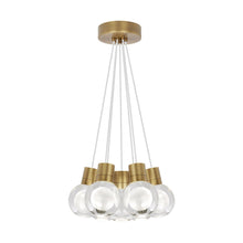 Load image into Gallery viewer, Mina 7-Light LED Pendant Light in White/Aged Brass.
