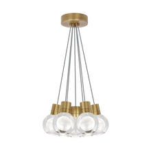 Load image into Gallery viewer, Mina 7-Light LED Pendant Light in Gray/Aged Brass.
