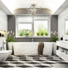 Load image into Gallery viewer, Audrey’s Point Semi Flush Mount Ceiling Light in bathroom.
