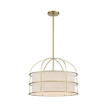 Load image into Gallery viewer, Gateway Park Convertible Pendant Light in Soft Brass.

