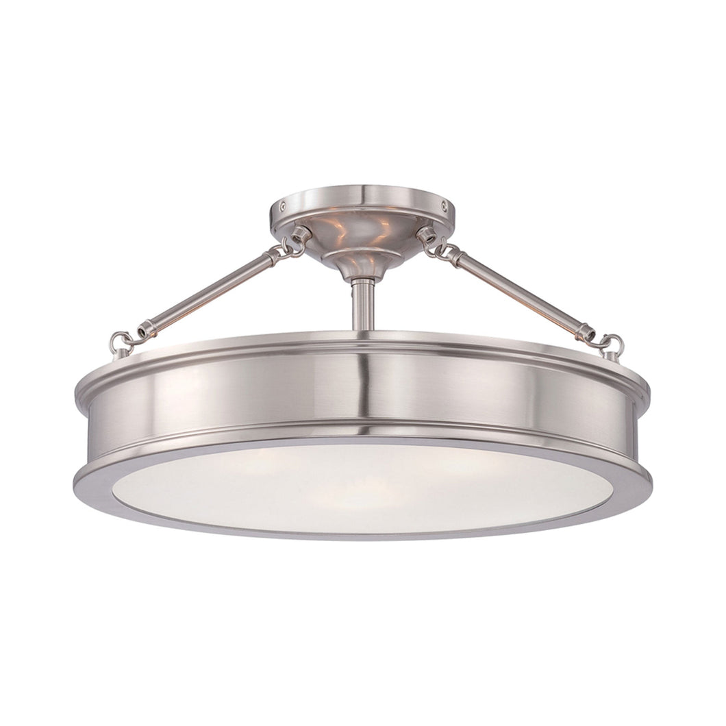 Harbour Point 3-Light Semi Flush Mount Ceiling Light in Brushed Nickel.