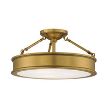 Load image into Gallery viewer, Harbour Point 3-Light Semi Flush Mount Ceiling Light in Liberty Gold.
