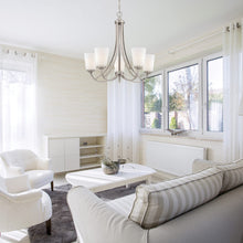 Load image into Gallery viewer, Overland Park Chandelier in living room.
