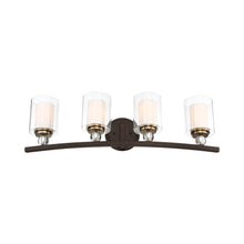 Load image into Gallery viewer, Studio 5 Bath Wall Light in Painted Bronze with Natural Brushed Brass (4-Light).
