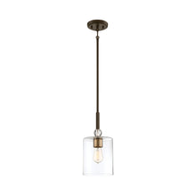 Load image into Gallery viewer, Studio 5 Mini Pendant Light in Painted Bronze with Natural Brushed Brass (Large).
