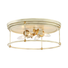 Load image into Gallery viewer, Westchester County Flush Mount Ceiling Light in Farmhouse White with Gilded Gold Leaf.
