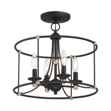 Load image into Gallery viewer, Westchester County Semi Flush Mount Ceiling Light in Sand Coal with Skyline Gold Leaf.
