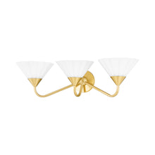 Load image into Gallery viewer, Kelsey Bath Vanity Light in Aged Brass.
