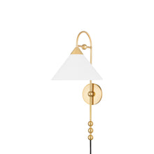 Load image into Gallery viewer, Sang Plug-In Wall Light in Aged Brass.
