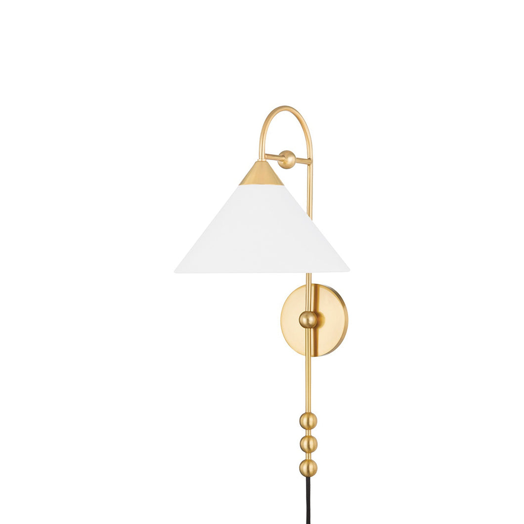 Sang Plug-In Wall Light in Aged Brass.