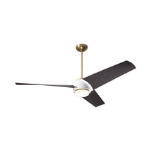 Load image into Gallery viewer, Ambit DC LED Ceiling Fan in Satin Brass/Matte White (Ebony Blade).
