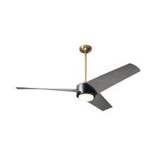 Load image into Gallery viewer, Ambit DC LED Ceiling Fan in Satin Brass/Matte Black (Graywash Blade).
