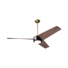 Load image into Gallery viewer, Ambit DC LED Ceiling Fan in Satin Brass/Matte Black (Mahogany Blade).
