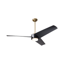 Load image into Gallery viewer, Ambit DC LED Ceiling Fan in Satin Brass/Matte Black (Matte Black Blade).
