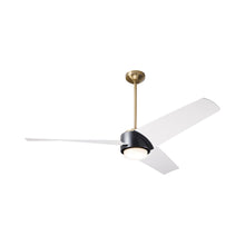 Load image into Gallery viewer, Ambit DC LED Ceiling Fan in Satin Brass/Matte Black (Matte White Blade).
