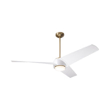 Load image into Gallery viewer, Ambit DC LED Ceiling Fan in Satin Brass/Matte White (Matte White Blade).
