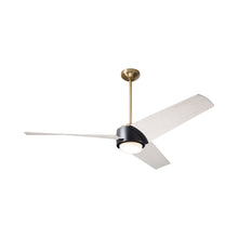 Load image into Gallery viewer, Ambit DC LED Ceiling Fan in Satin Brass/Matte Black (Whitewash Blade).
