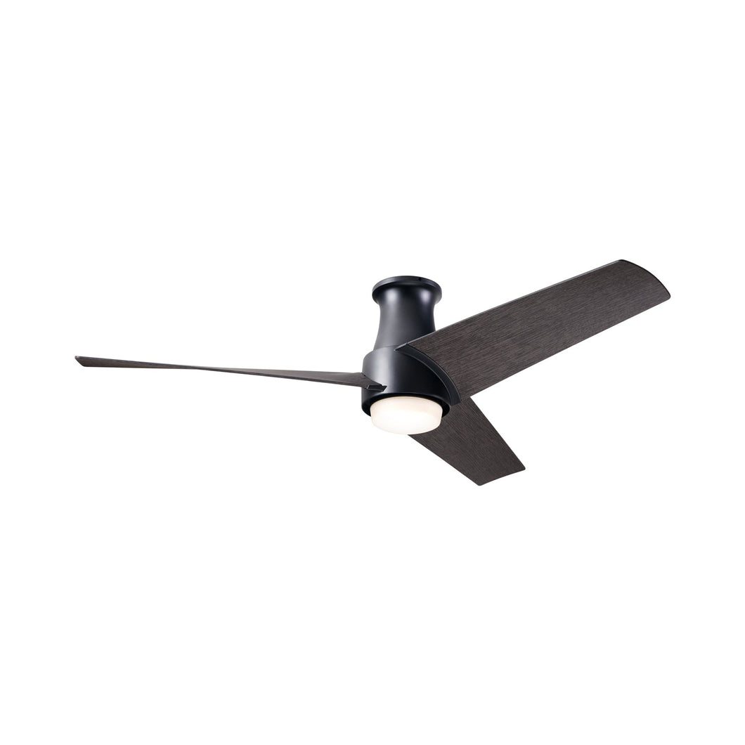 Ambit DC LED Flush Mount Ceiling Fan in Matte Black (Ebony Blade).
