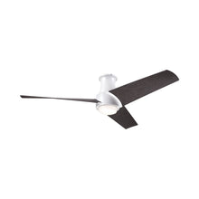 Load image into Gallery viewer, Ambit DC LED Flush Mount Ceiling Fan in Matte White (Ebony Blade).
