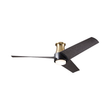 Load image into Gallery viewer, Ambit DC LED Flush Mount Ceiling Fan in Satin Brass/Matte Black (Ebony Blade).
