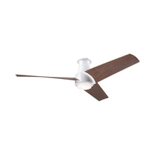 Load image into Gallery viewer, Ambit DC LED Flush Mount Ceiling Fan in Matte White (Mahogany Blade).
