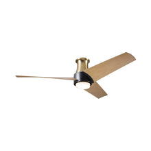 Load image into Gallery viewer, Ambit DC LED Flush Mount Ceiling Fan in Satin Brass/Matte Black (Maple Blade).
