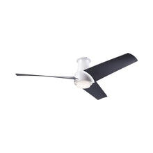 Load image into Gallery viewer, Ambit DC LED Flush Mount Ceiling Fan in Matte White (Matte Black Blade).
