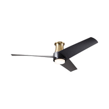 Load image into Gallery viewer, Ambit DC LED Flush Mount Ceiling Fan in Satin Brass/Matte Black (Matte Black Blade).
