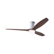 Load image into Gallery viewer, Arbor DC LED Flush Mount Ceiling Fan in Gloss White (Mahogany Blade).
