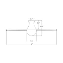 Load image into Gallery viewer, Ball 42-Inch Flush Mount Ceiling Fan - line drawing.
