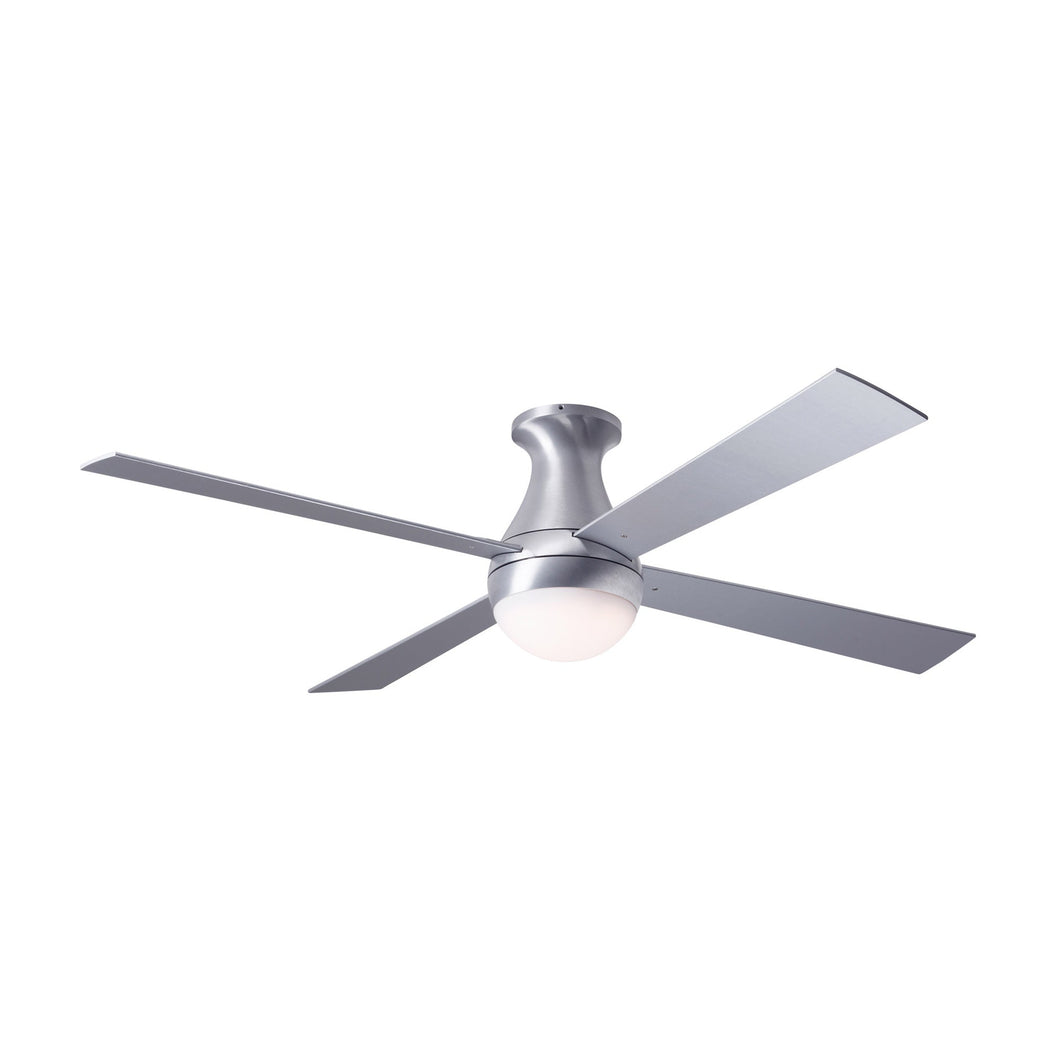 Ball 52-Inch Flush Mount Ceiling Fan in Brushed Aluminum/Aluminum (LED).