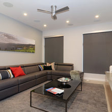 Load image into Gallery viewer, Cirrus DC Flush Mount Ceiling Fan in living room.
