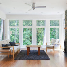 Load image into Gallery viewer, Cirrus DC Flush Mount Ceiling Fan in living room.
