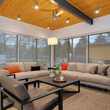 Load image into Gallery viewer, Cirrus DC Flush Mount Ceiling Fan in living room.
