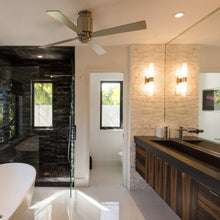 Load image into Gallery viewer, Lapa Flush Mount Ceiling Fan in bathroom.
