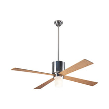Load image into Gallery viewer, Lapa LED Ceiling Fan in Bright Nickel/Maple.
