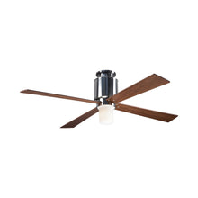 Load image into Gallery viewer, Lapa LED Flush Mount Ceiling Fan in Bright Nickel/Mahogany.
