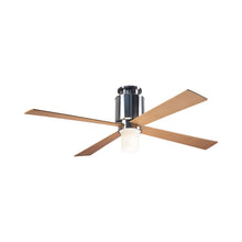 Load image into Gallery viewer, Lapa LED Flush Mount Ceiling Fan in Bright Nickel/Maple.
