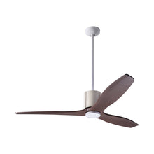 Load image into Gallery viewer, LeatherLuxe DC Ceiling Fan in Gloss White/Ivory Leather/Mahogany.
