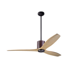 Load image into Gallery viewer, LeatherLuxe DC Ceiling Fan in Dark Bronze/Chocolate Leather/Maple.
