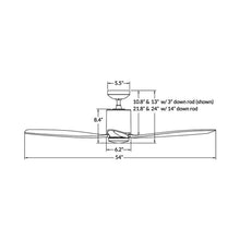 Load image into Gallery viewer, LeatherLuxe DC Ceiling Fan - line drawing.
