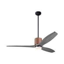 Load image into Gallery viewer, LeatherLuxe DC LED Ceiling Fan in Dark Bronze/Tan Leather/Graywash.
