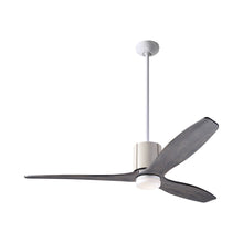 Load image into Gallery viewer, LeatherLuxe DC LED Ceiling Fan in Gloss White/Ivory Leather/Graywash.
